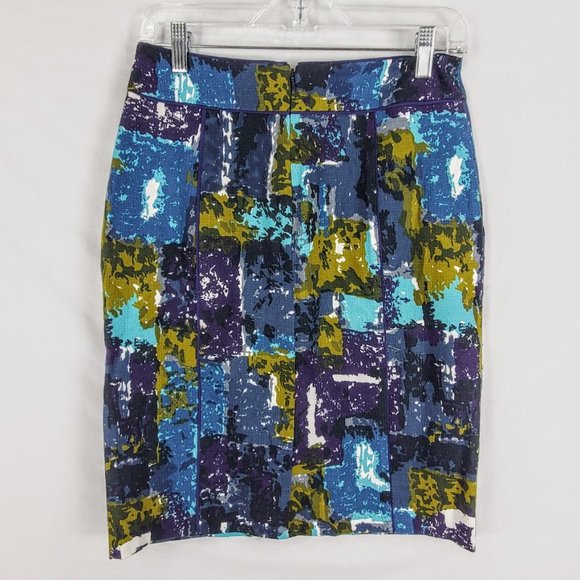 Tabitha Anthropologie Liquid Acres Pencil Skirt Size 4 MCM Fabric - Picture 3 of 4